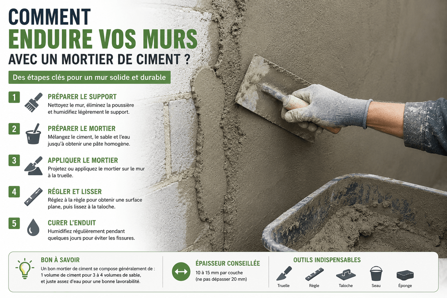 Comment enduire vos murs avec un mortier de ciment?
