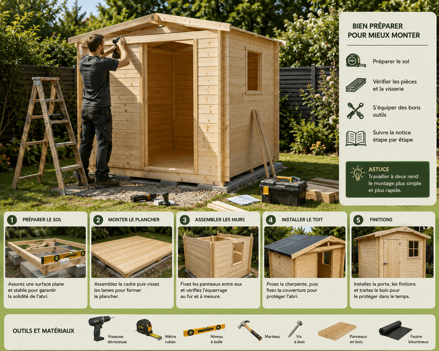 Comment monter un abri de jardin en bois